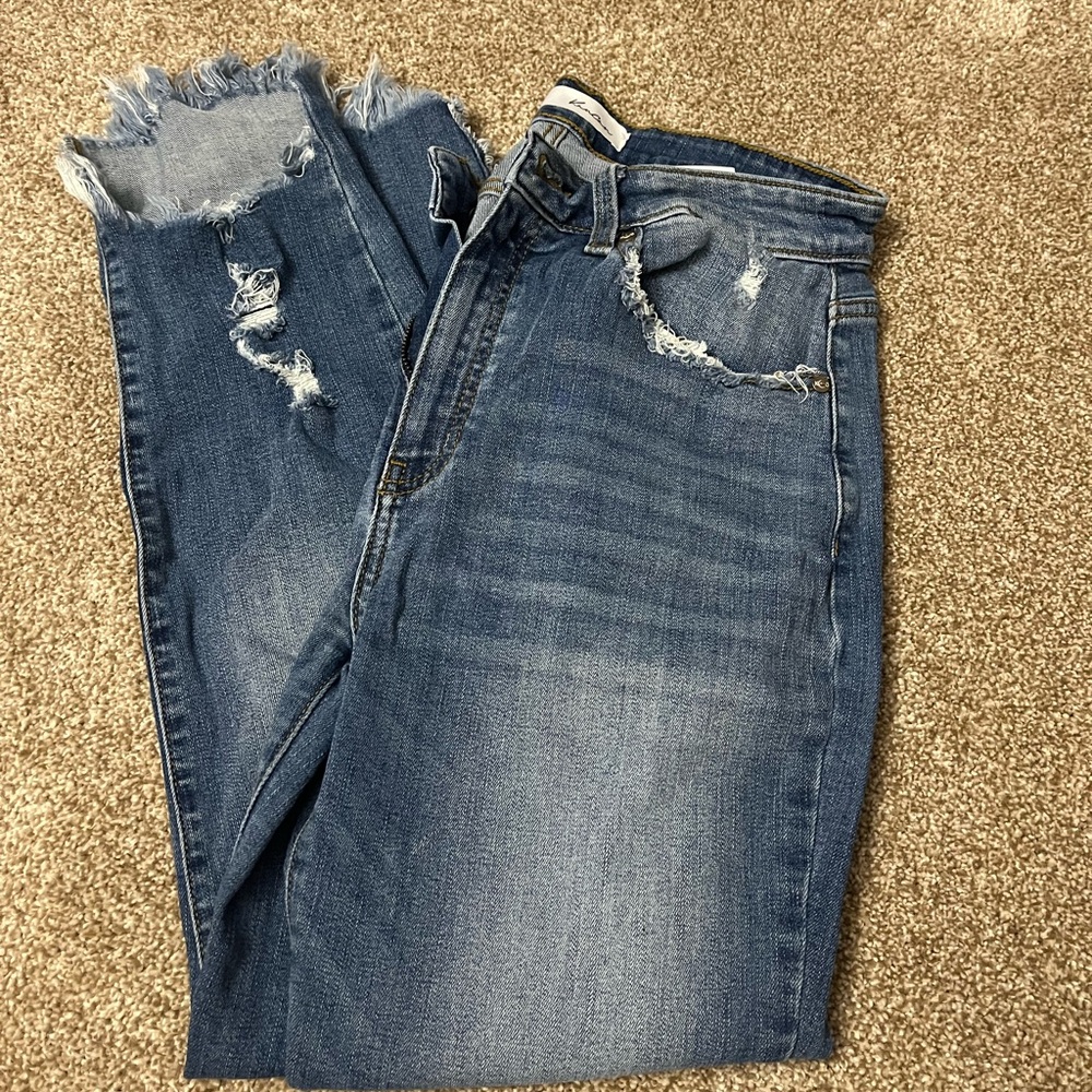 Distressed Blue Jeans